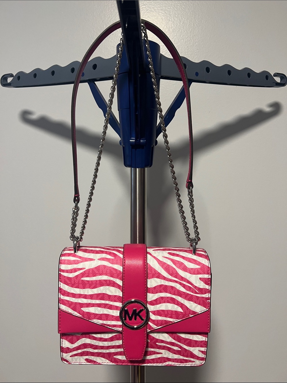 Michael Kors Hot Pink and White Zebra-Print Shoulder Bag